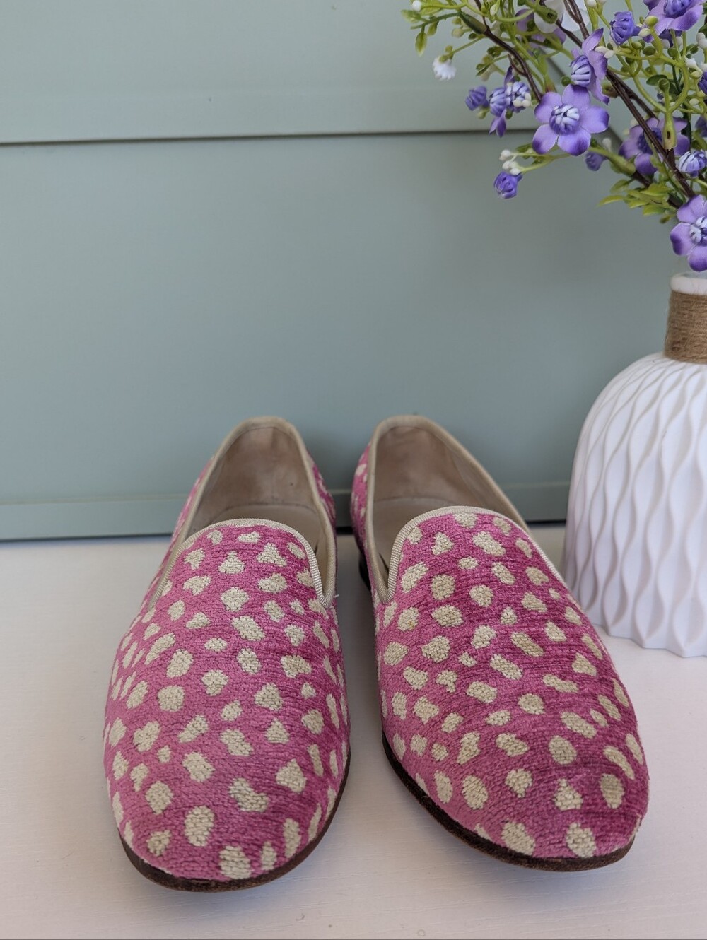 Stubbs & Wootton Palm Beach patterned needlepoint smoking slippers